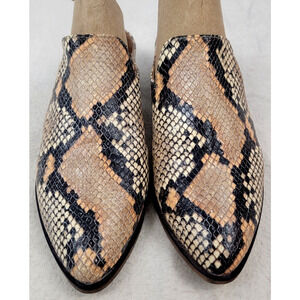 Frye Snakeskin Embossed Leather Mules 7.5M Western Slip-On Block Heel Mexico